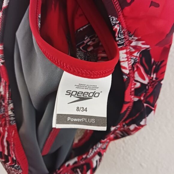 Speedo red printed open back swimsuit size 8/34 - Picture 4 of 5